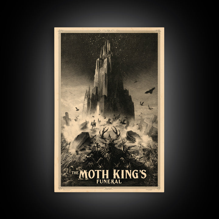 The Moth King'S Funeral, English Language Horror Movie Poster, Gothic Engraving Art, Retro Horror Movie Art, Canvas Print