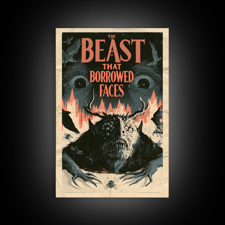 The Beast That Borrowed Faces, English Language Horror Movie Poster, 1930s Horror Art, Cult Horror Poster, Framed Canvas Print