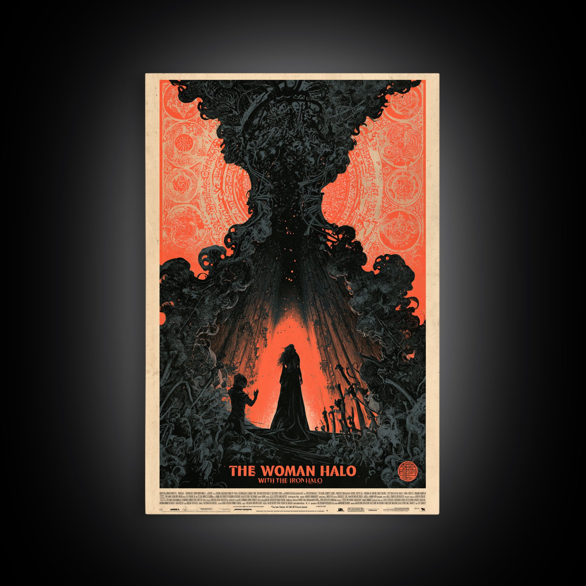 The Woman With The Iron Halo, English Language Horror Movie Poster, Decadent Line Art, Gothic Cinema Wall Art, Canvas Print
