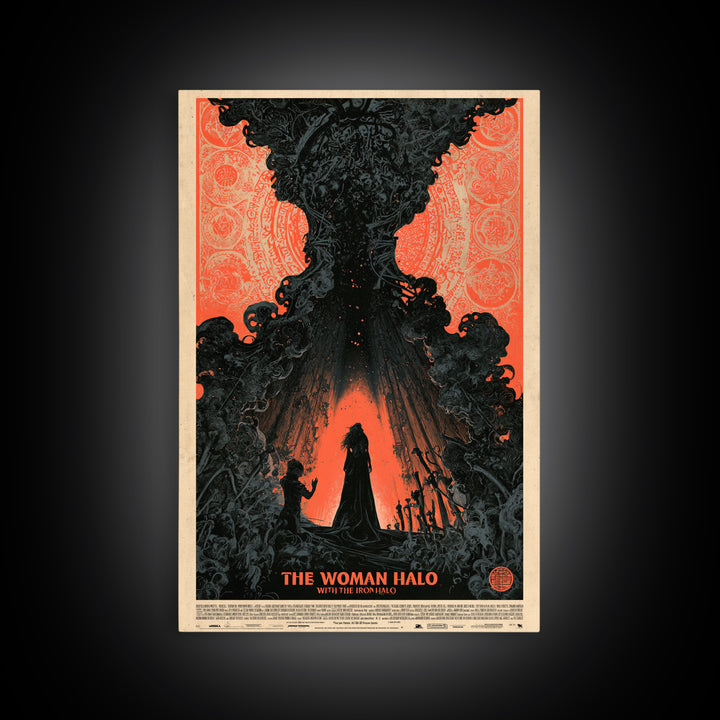The Woman With The Iron Halo, English Language Horror Movie Poster, Decadent Line Art, Gothic Cinema Wall Art, Canvas Print