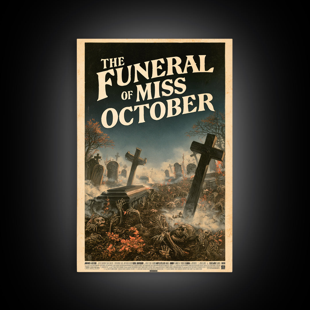 The Funeral Of Miss October, English Language Horror Movie Poster, Stained Glass Gothic Art, Cult Horror Poster, Canvas Print