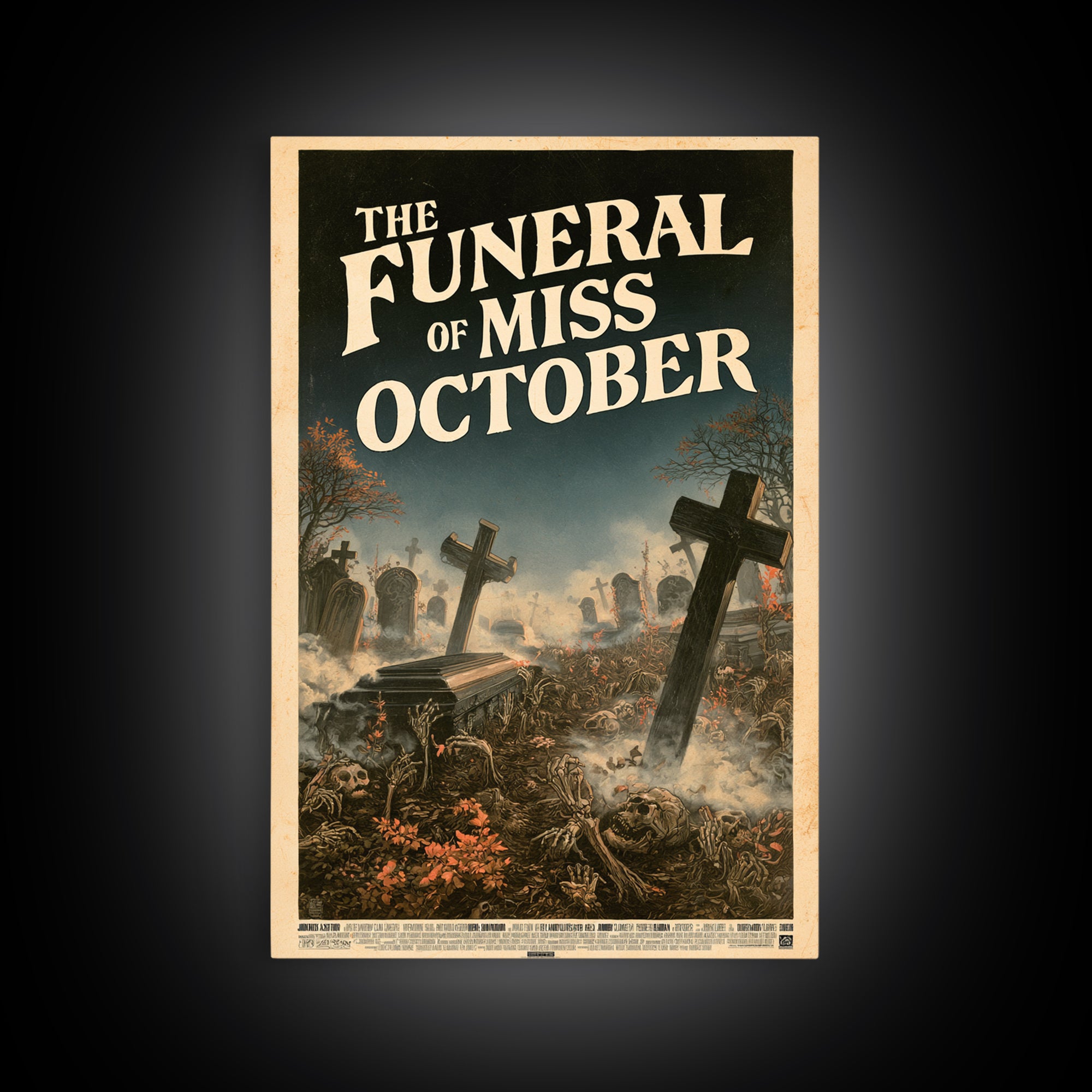 The Funeral Of Miss October, English Language Horror Movie Poster, Stained Glass Gothic Art, Cult Horror Poster, Canvas Print