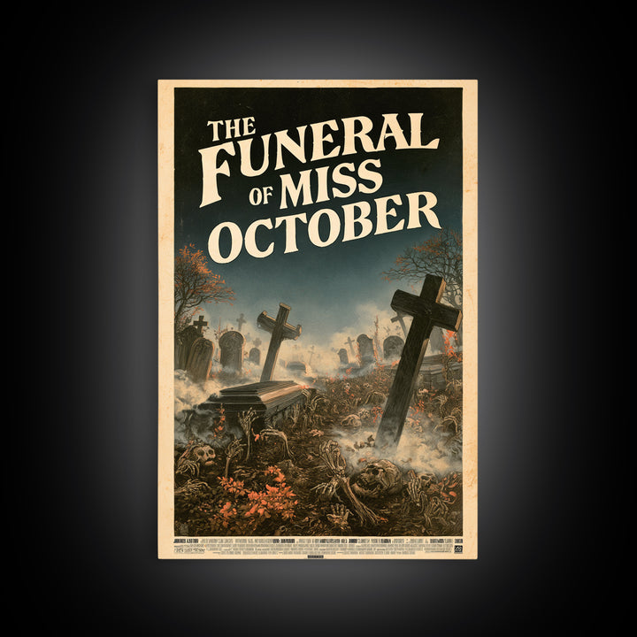 The Funeral Of Miss October, English Language Horror Movie Poster, Stained Glass Gothic Art, Cult Horror Poster, Canvas Print
