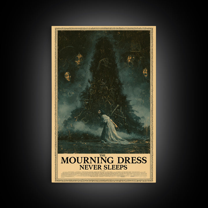 The Mourning Dress Never Sleeps, English Language Horror Movie Poster, Dark Romantic Horror Art, Cult Horror Poster, Canvas Print
