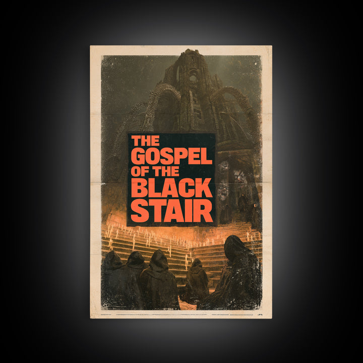 The Gospel Of The Black Stair, English Language Horror Movie Poster, 1970s Horror Art, Retro Horror Movie Art, Canvas Print