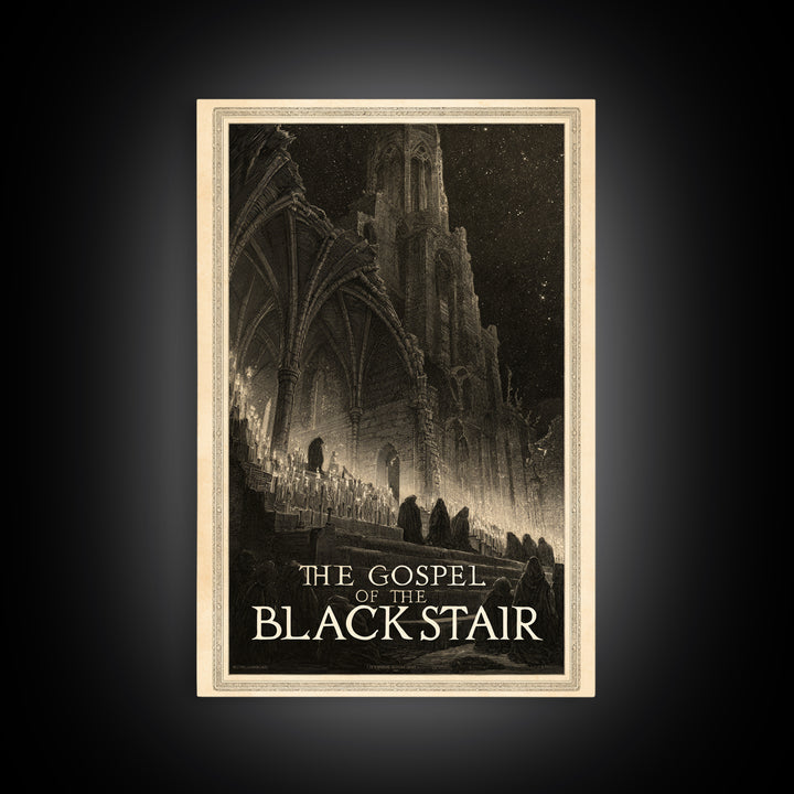 The Gospel Of The Black Stair, English Language Horror Movie Poster, Gothic Engraving Art, Gothic Cinema Wall Art, Canvas Print