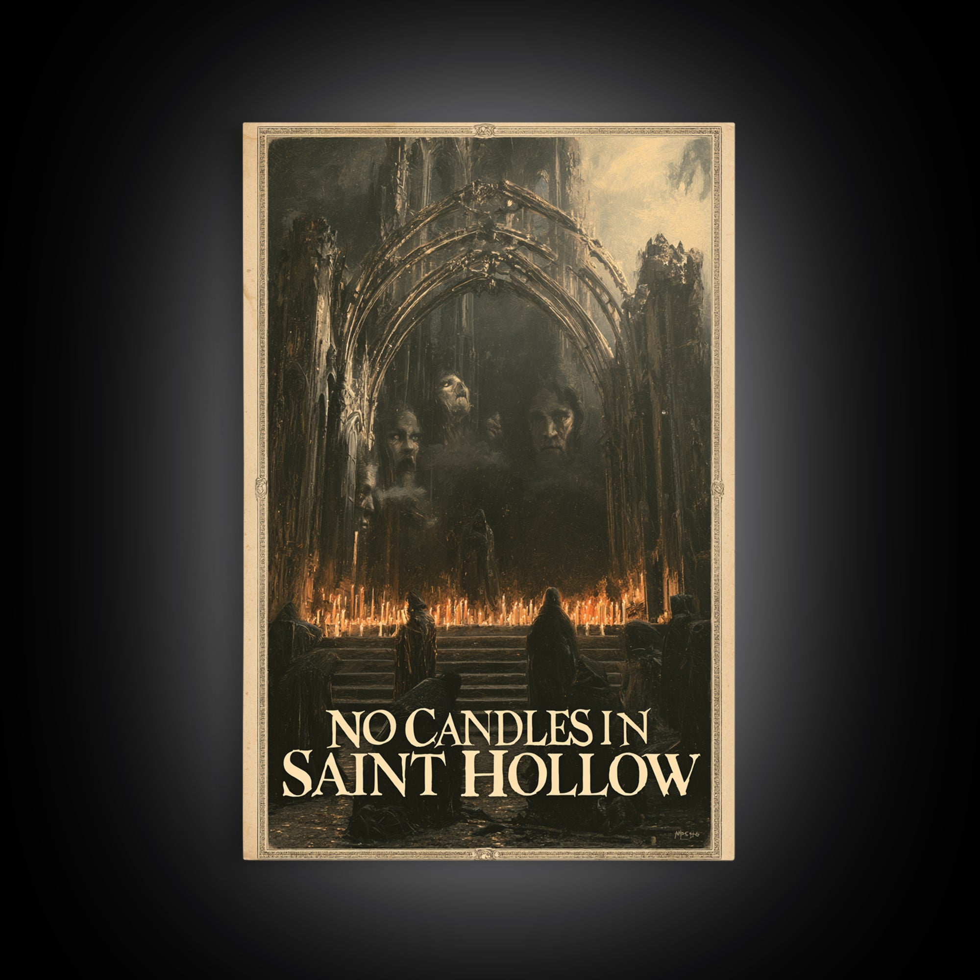 No Candles In Saint Hollow, English Language Horror Movie Poster, Dark Romantic Horror Art, Classic Monster Poster, Canvas Print