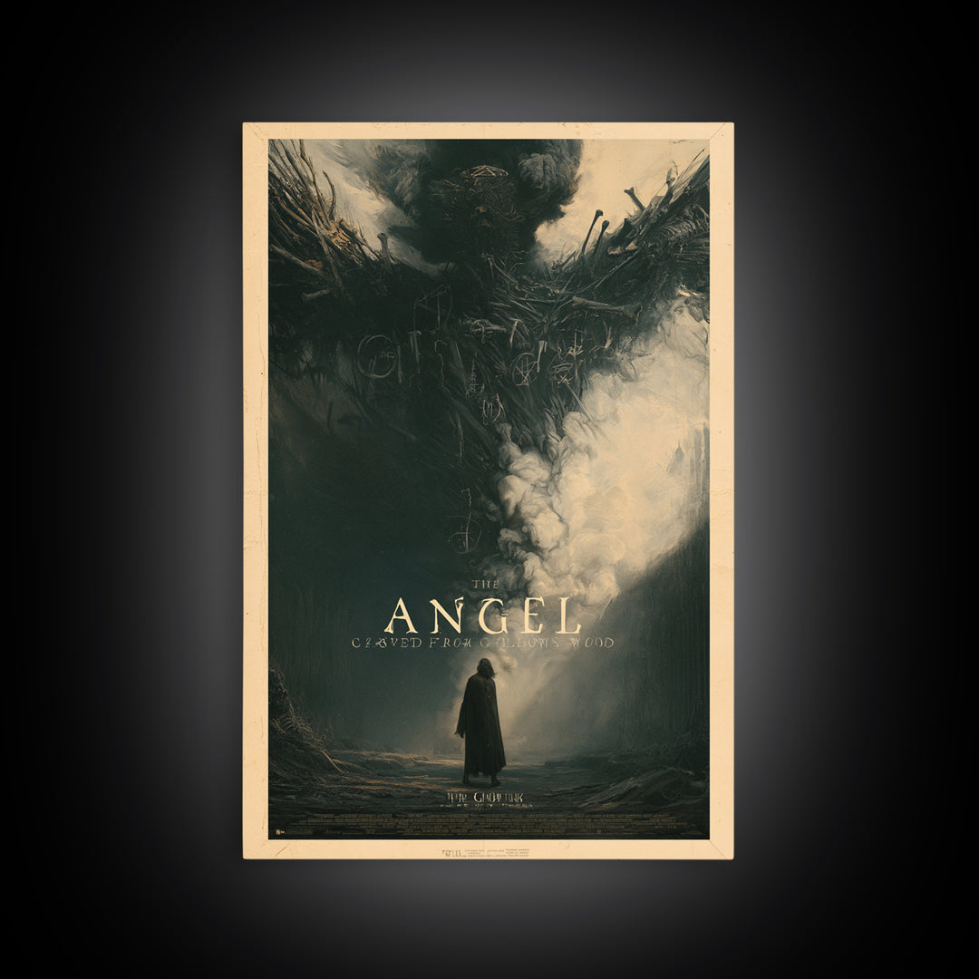 The Angel Carved From Gallows Wood, English Language Horror Movie Poster, Gothic Nightmare Art, Classic Monster Poster, Canvas Print