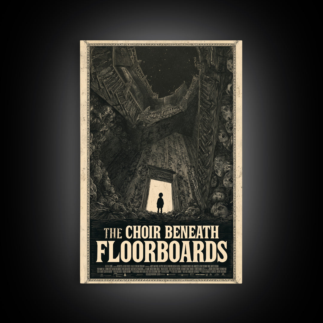 The Choir Beneath The Floorboards, English Language Horror Movie Poster, Gothic Engraving Art, Retro Horror Movie Art, Dark Fantasy Art