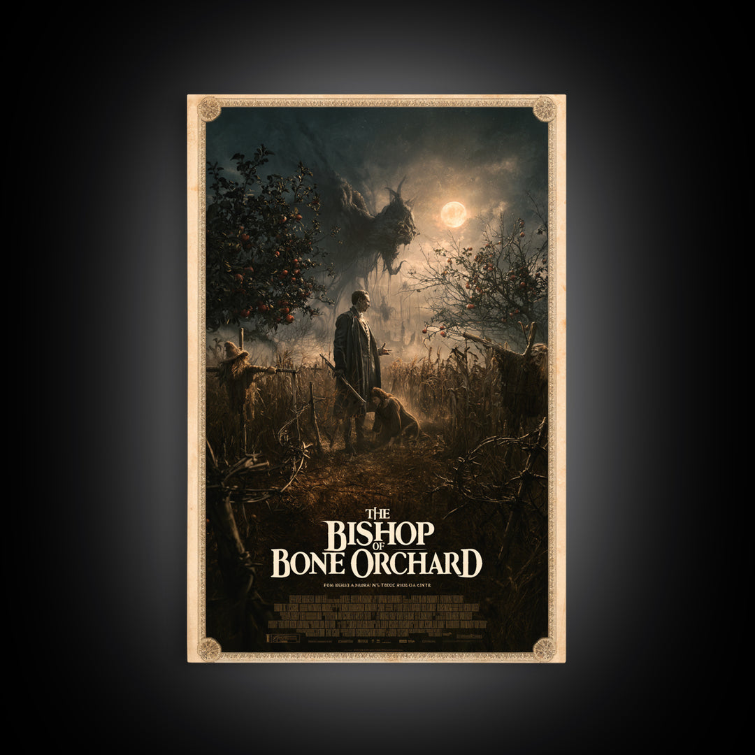 The Bishop Of Bone Orchard, English Language Horror Movie Poster, Gothic Nightmare Art, Classic Monster Poster, Canvas Print