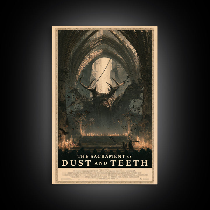 The Sacrament Of Dust And Teeth, English Language Horror Movie Poster, Architectural Etching Art, Retro Horror Movie Art