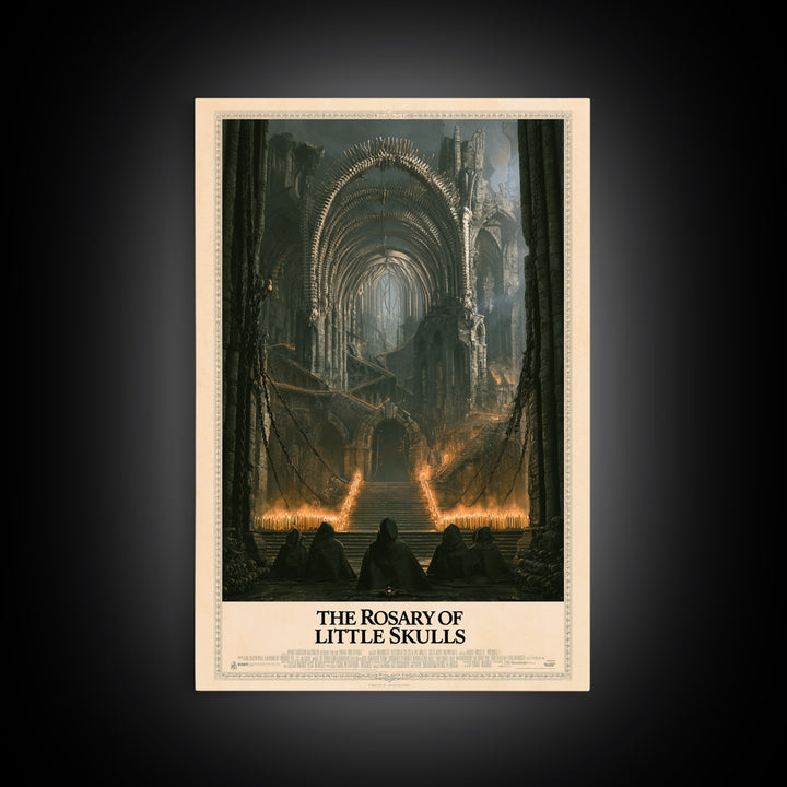 The Rosary Of Little Skulls, English Language Horror Movie Poster, Architectural Etching Art, Retro Horror Movie Art