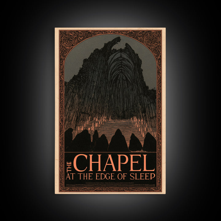 The Chapel At The Edge Of Sleep, English Language Horror Movie Poster, Decadent Line Art, Gothic Cinema Wall Art