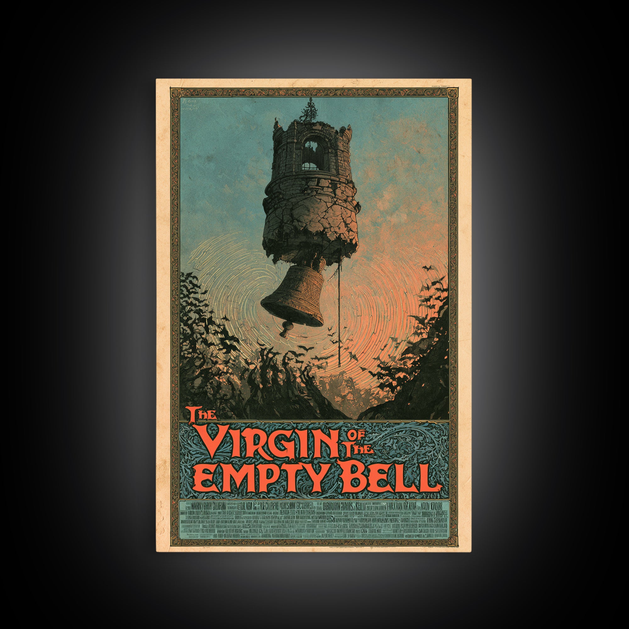 The Virgin Of The Empty Bell, English Language Horror Movie Poster, Stained Glass Gothic Art, Retro Horror Movie Art, Framed Canvas Print