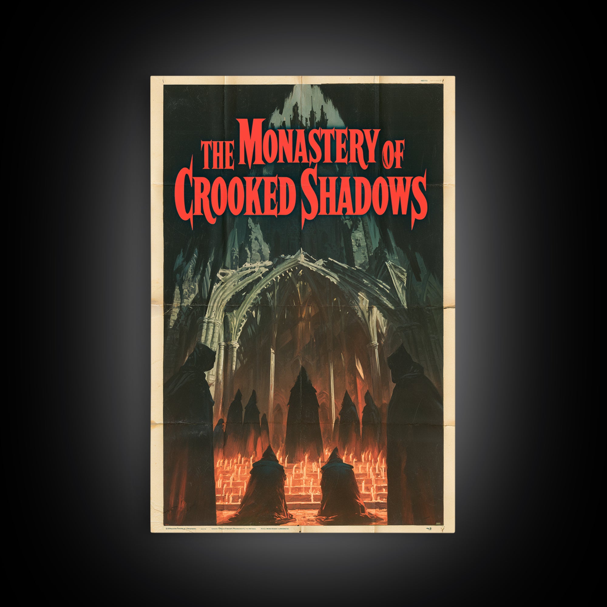 The Monastery Of Crooked Shadows, English Language Horror Movie Poster, 1960s Horror Art, Classic Monster Poster, Framed Canvas Print