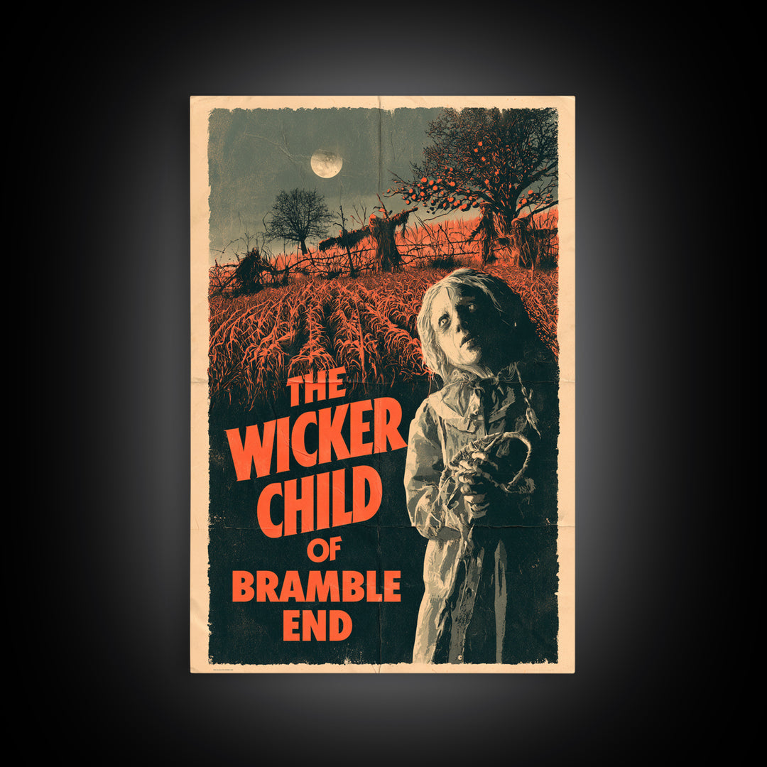 The Wicker Child Of Bramble End, English Language Horror Movie Poster, 1970s Horror Art, Gothic Cinema Wall Art, Framed Canvas Print