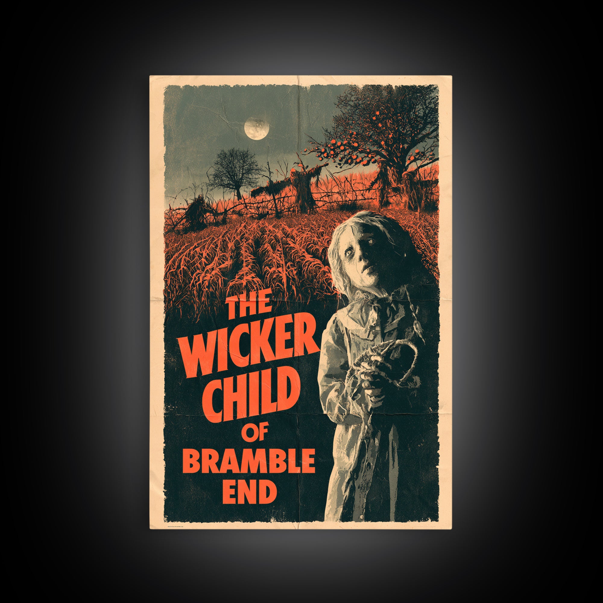 The Wicker Child Of Bramble End, English Language Horror Movie Poster, 1970s Horror Art, Gothic Cinema Wall Art, Framed Canvas Print