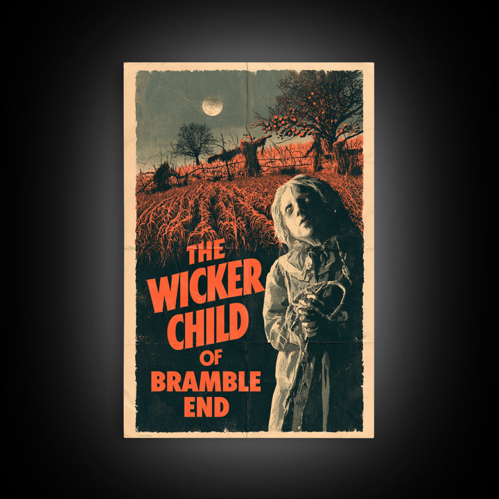 The Wicker Child Of Bramble End, English Language Horror Movie Poster, 1970s Horror Art, Gothic Cinema Wall Art, Framed Canvas Print