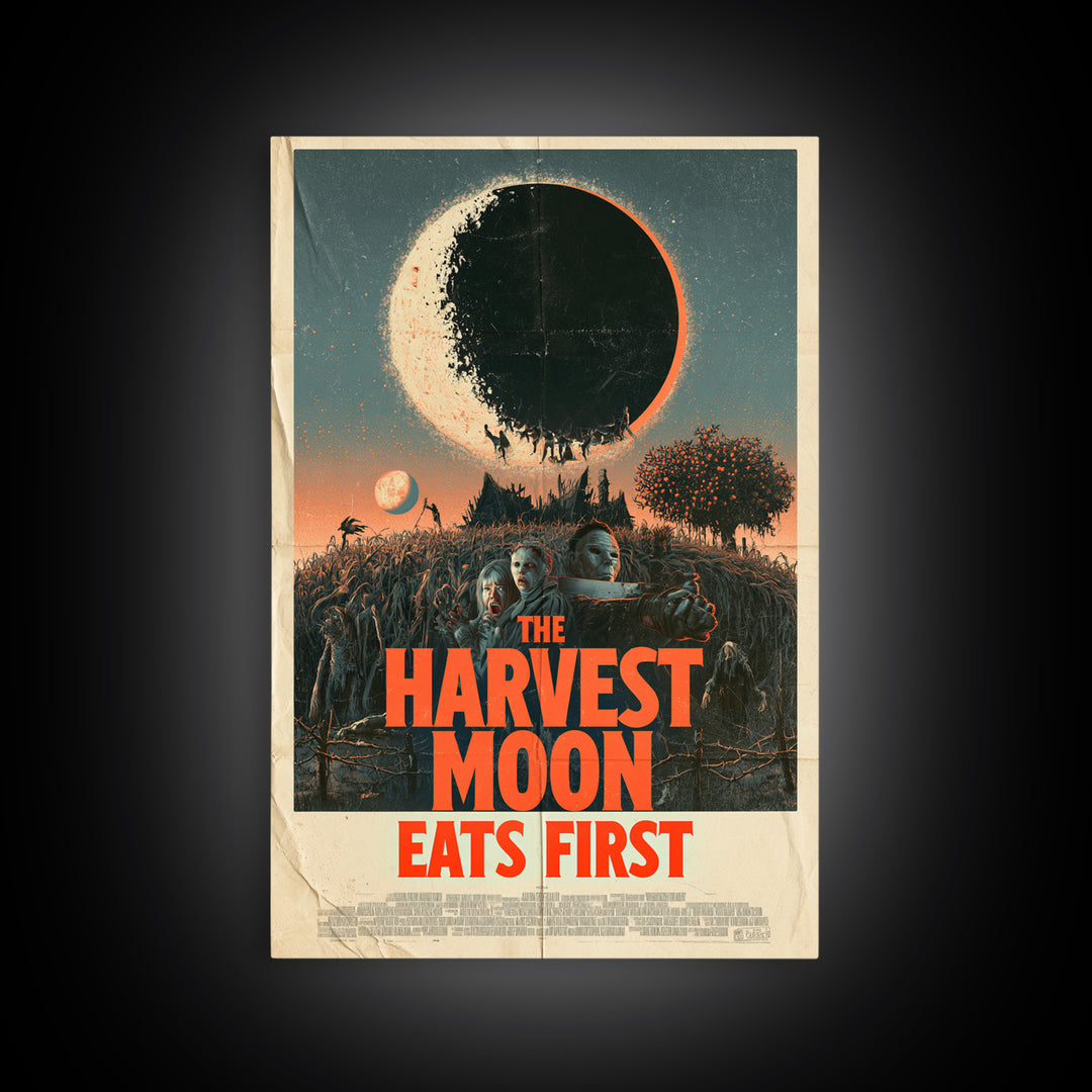 The Harvest Moon Eats First, English Language Horror Movie Poster, Giallo Horror Art, Gothic Cinema Wall Art, Canvas Print