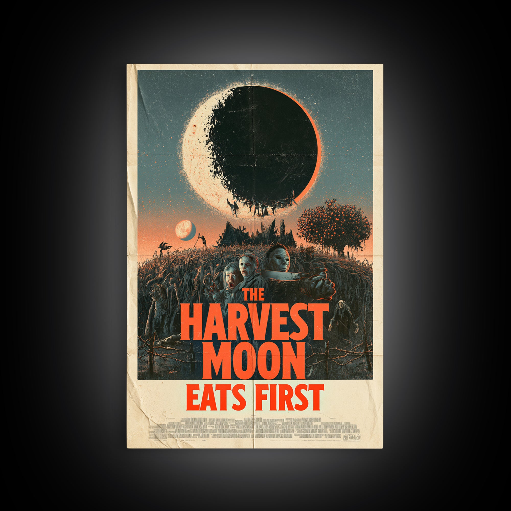 The Harvest Moon Eats First, English Language Horror Movie Poster, Giallo Horror Art, Gothic Cinema Wall Art, Canvas Print