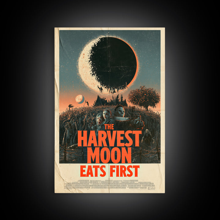 The Harvest Moon Eats First, English Language Horror Movie Poster, Giallo Horror Art, Gothic Cinema Wall Art, Canvas Print