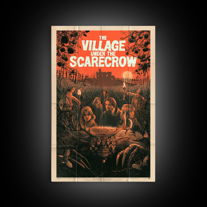 The Village Under The Scarecrow, English Language Horror Movie Poster, 1960s Horror Art, Retro Horror Movie Art, Canvas Print