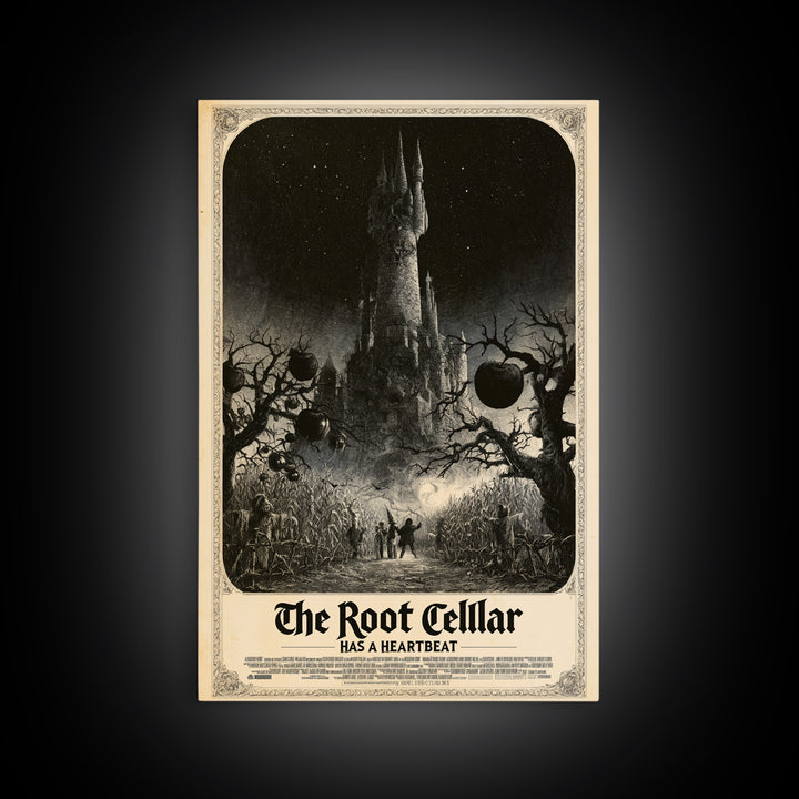 The Root Cellar Has A Heartbeat, English Language Horror Movie Poster, Gothic Engraving Art, Gothic Cinema Wall Art, Horror Wall Decor