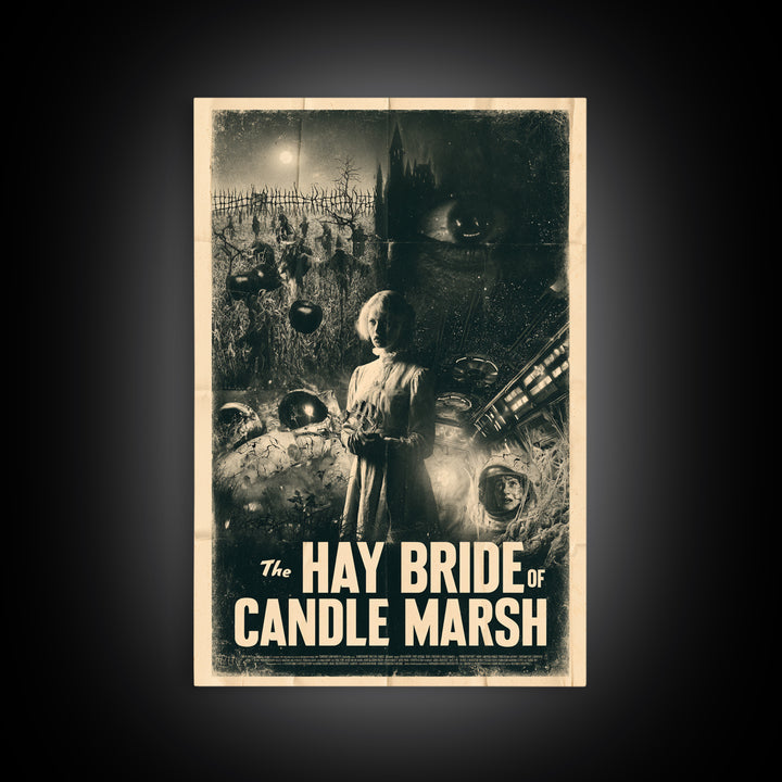 The Hay Bride Of Candle Marsh, English Language Horror Movie Poster, 1930s Horror Art, Cult Horror Poster, Framed Canvas Print