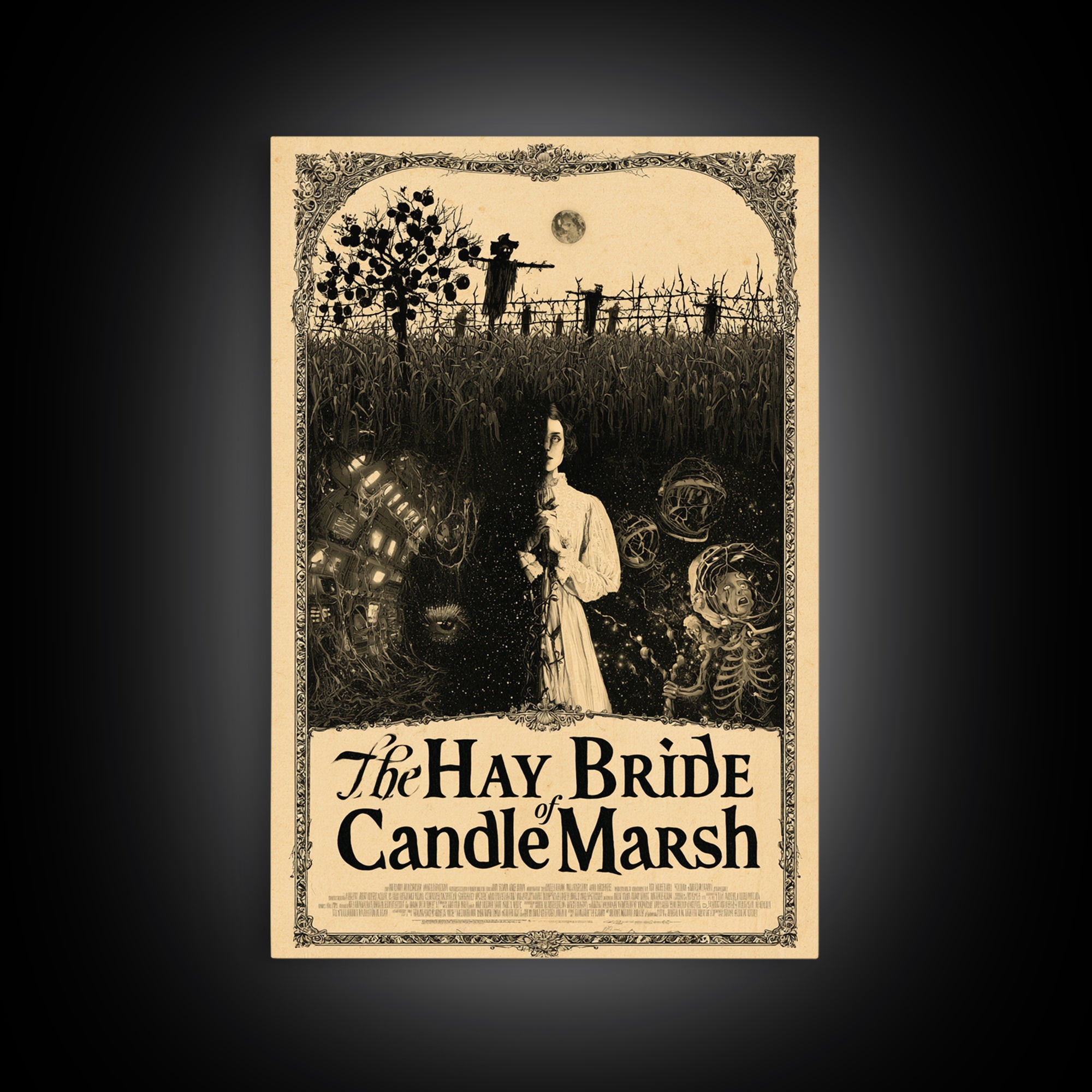 The Hay Bride Of Candle Marsh, English Language Horror Movie Poster, Decadent Line Art, Classic Monster Poster