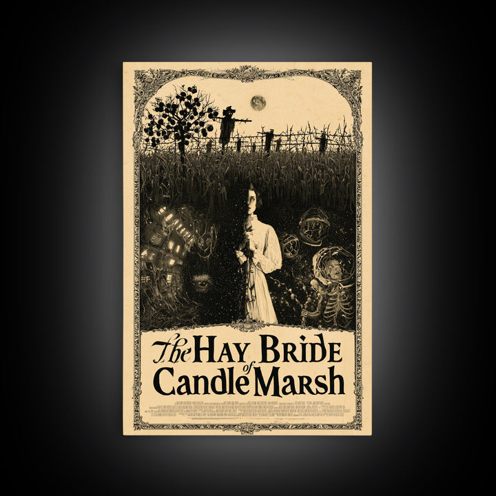 The Hay Bride Of Candle Marsh, English Language Horror Movie Poster, Decadent Line Art, Classic Monster Poster
