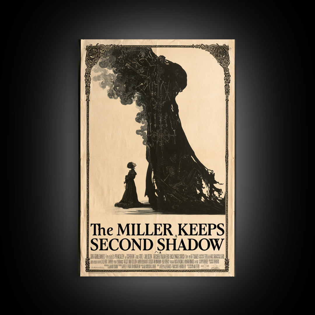 The Miller Keeps A Second Shadow, English Language Horror Movie Poster, Decadent Line Art, Classic Monster Poster, Canvas Print
