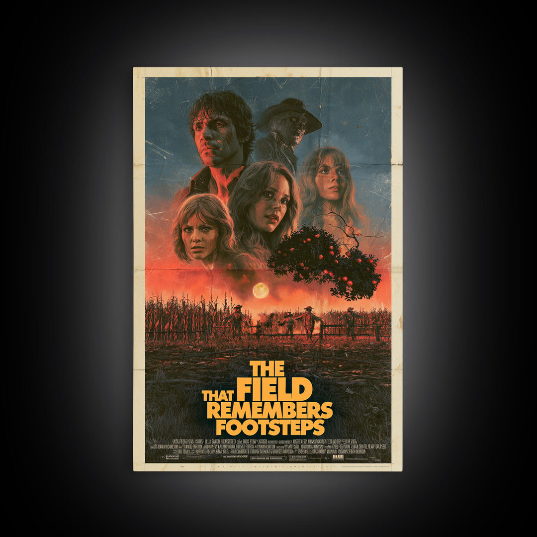 The Field That Remembers Footsteps, English Language Horror Movie Poster, 1970s Horror Art, Retro Horror Movie Art, Canvas Print