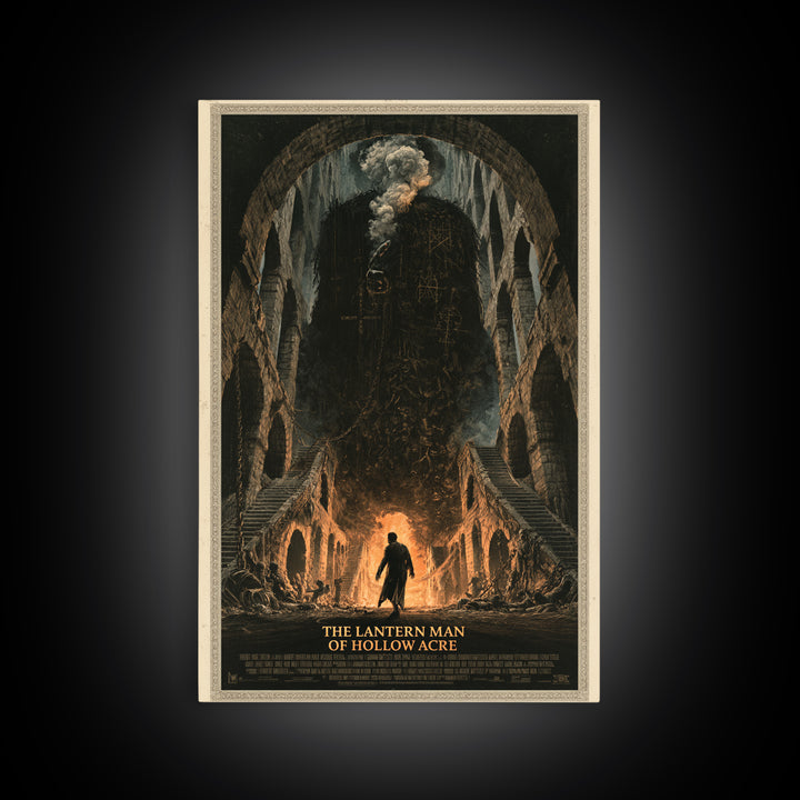The Lantern Man Of Hollow Acre, English Language Horror Movie Poster, Architectural Etching Art, Classic Monster Poster
