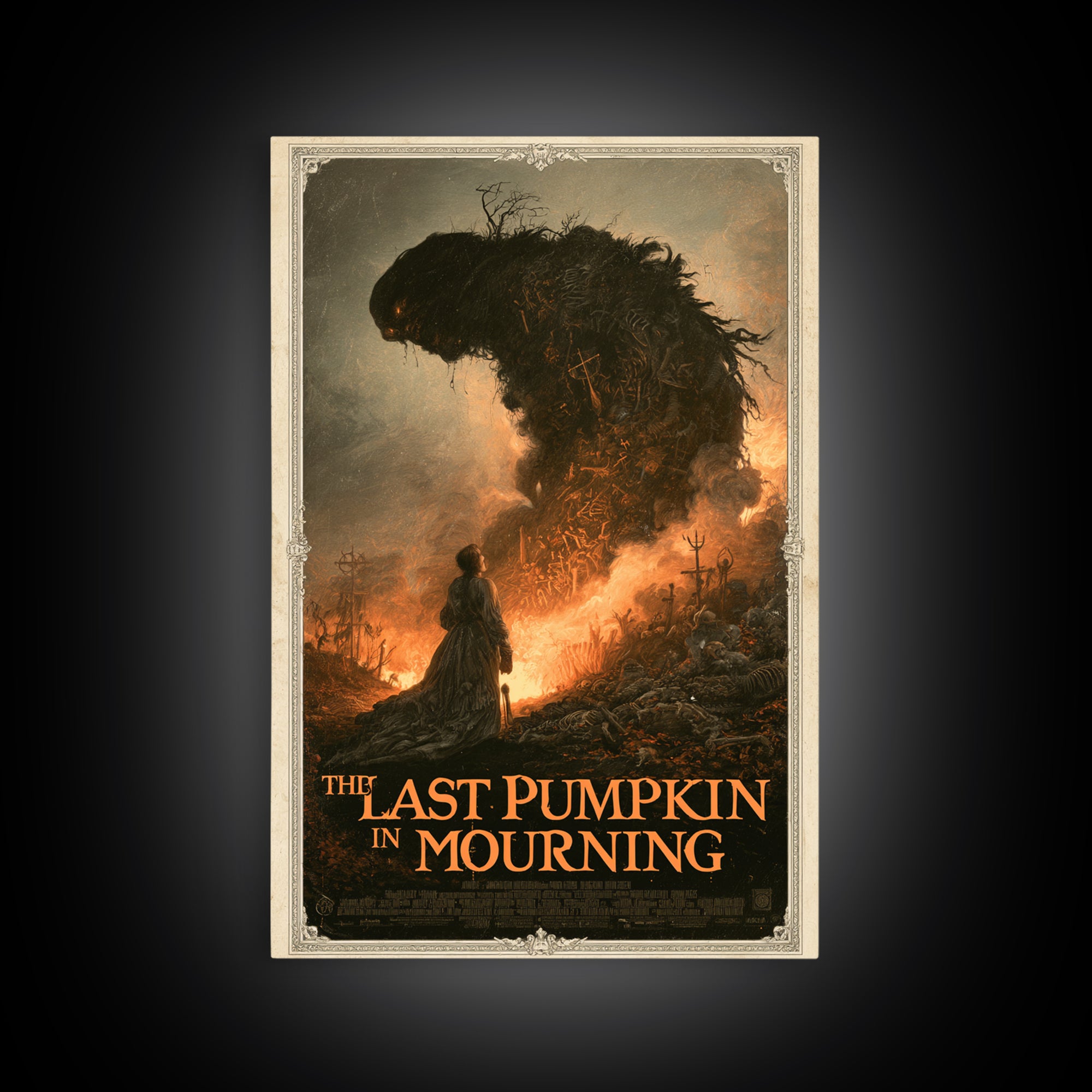 The Last Pumpkin In Mourning, English Language Horror Movie Poster, Gothic Nightmare Art, Gothic Cinema Wall Art, Canvas Print