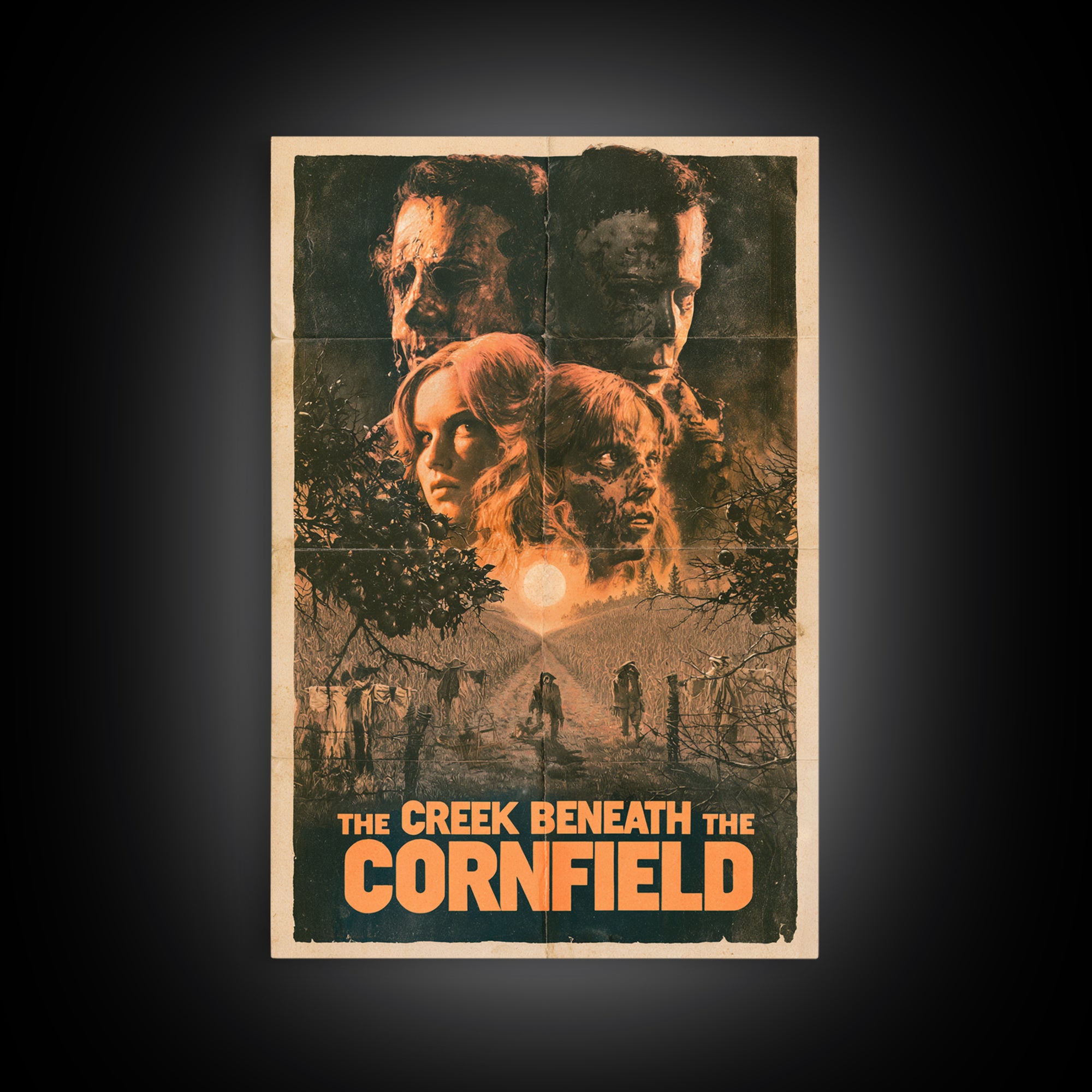The Creek Beneath The Cornfield, English Language Horror Movie Poster, 1970s Horror Art, Gothic Cinema Wall Art, Canvas Print