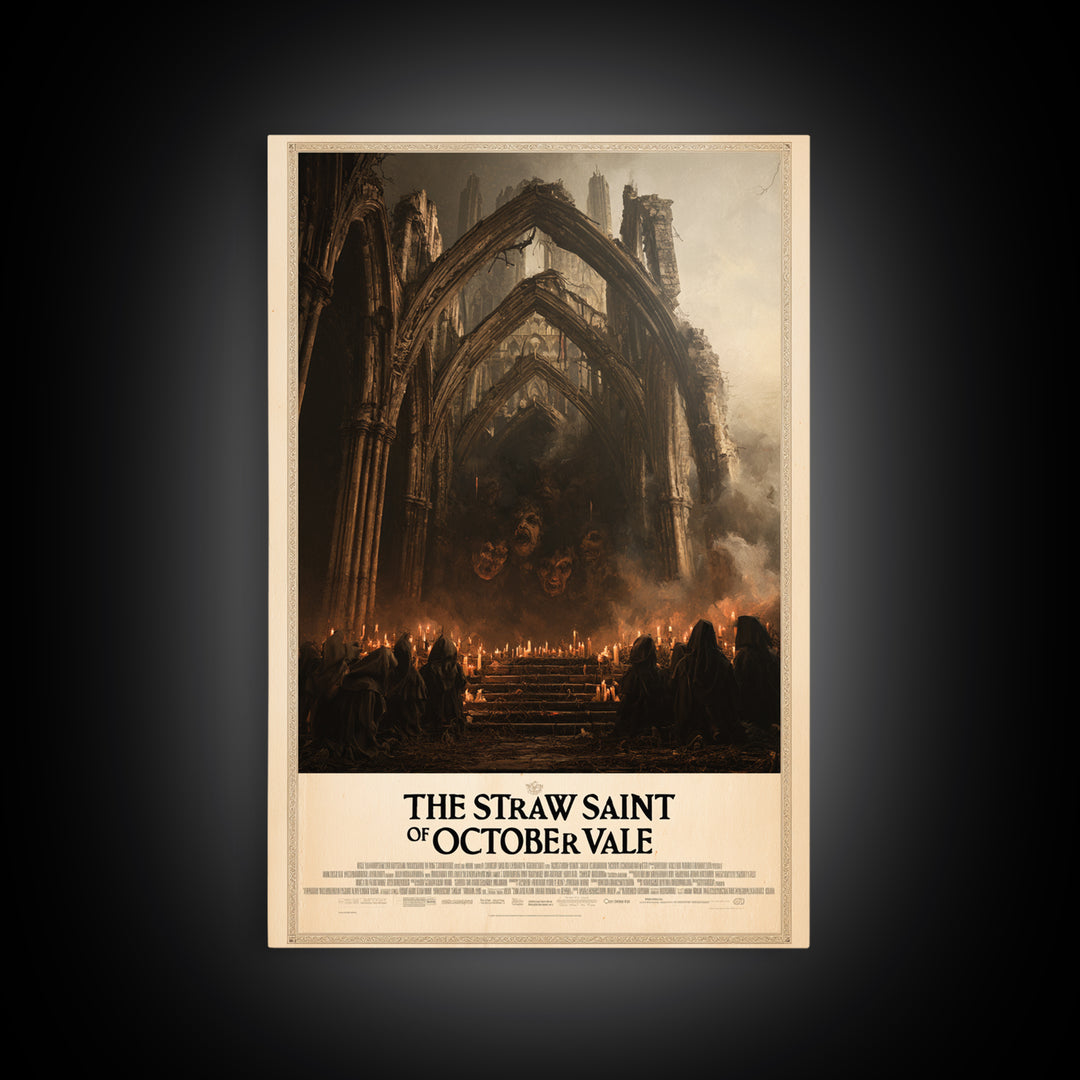 The Straw Saint Of October Vale, English Language Horror Movie Poster, Dark Romantic Horror Art, Cult Horror Poster, Canvas Print