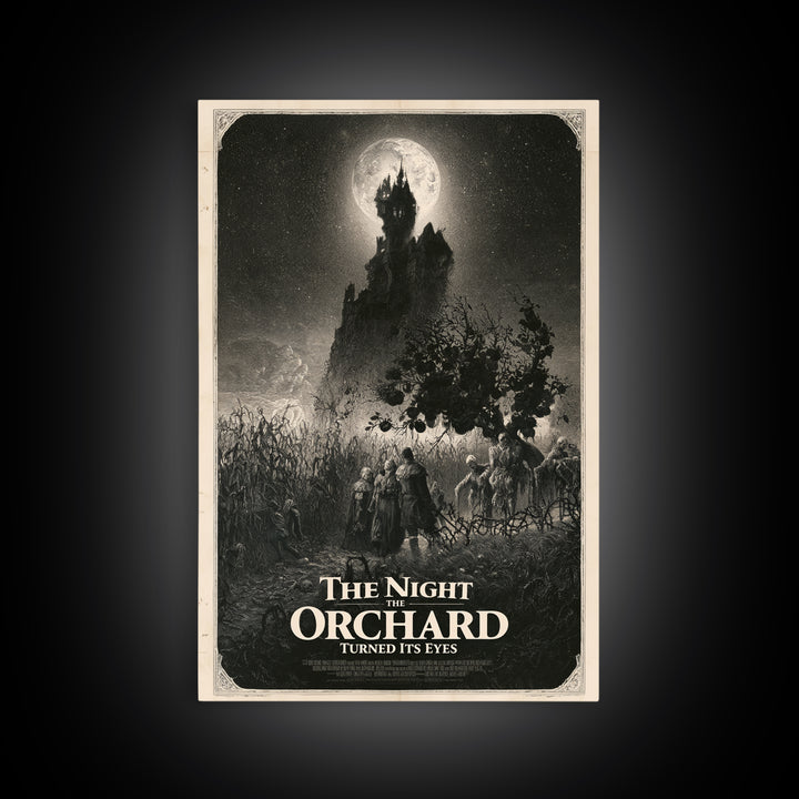 The Night The Orchard Turned Its Eyes, English Language Horror Movie Poster, Gothic Engraving Art, Gothic Cinema Wall Art