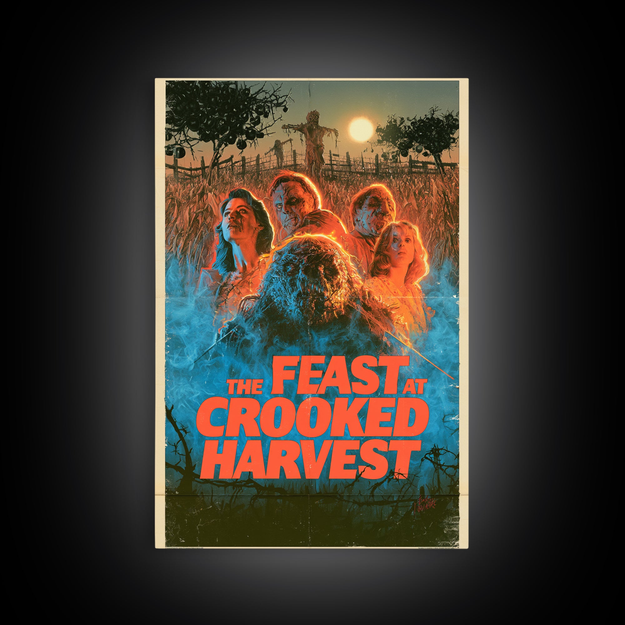 The Feast At Crooked Harvest, English Language Horror Movie Poster, 1980s Vhs Nightmare Cover Inspired Art, Gothic Cinema Wall Art