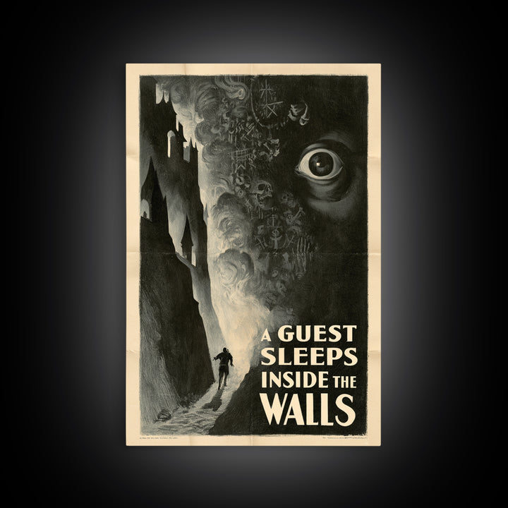 A Guest Sleeps Inside The Walls, English Language Horror Movie Poster, 1930s Horror Art, Retro Horror Movie Art, Canvas Print