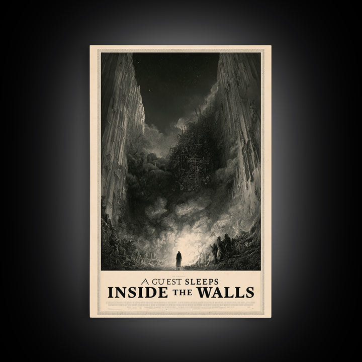 A Guest Sleeps Inside The Walls, English Language Horror Movie Poster, Gothic Engraving Art, Gothic Cinema Wall Art, Horror Wall Decor