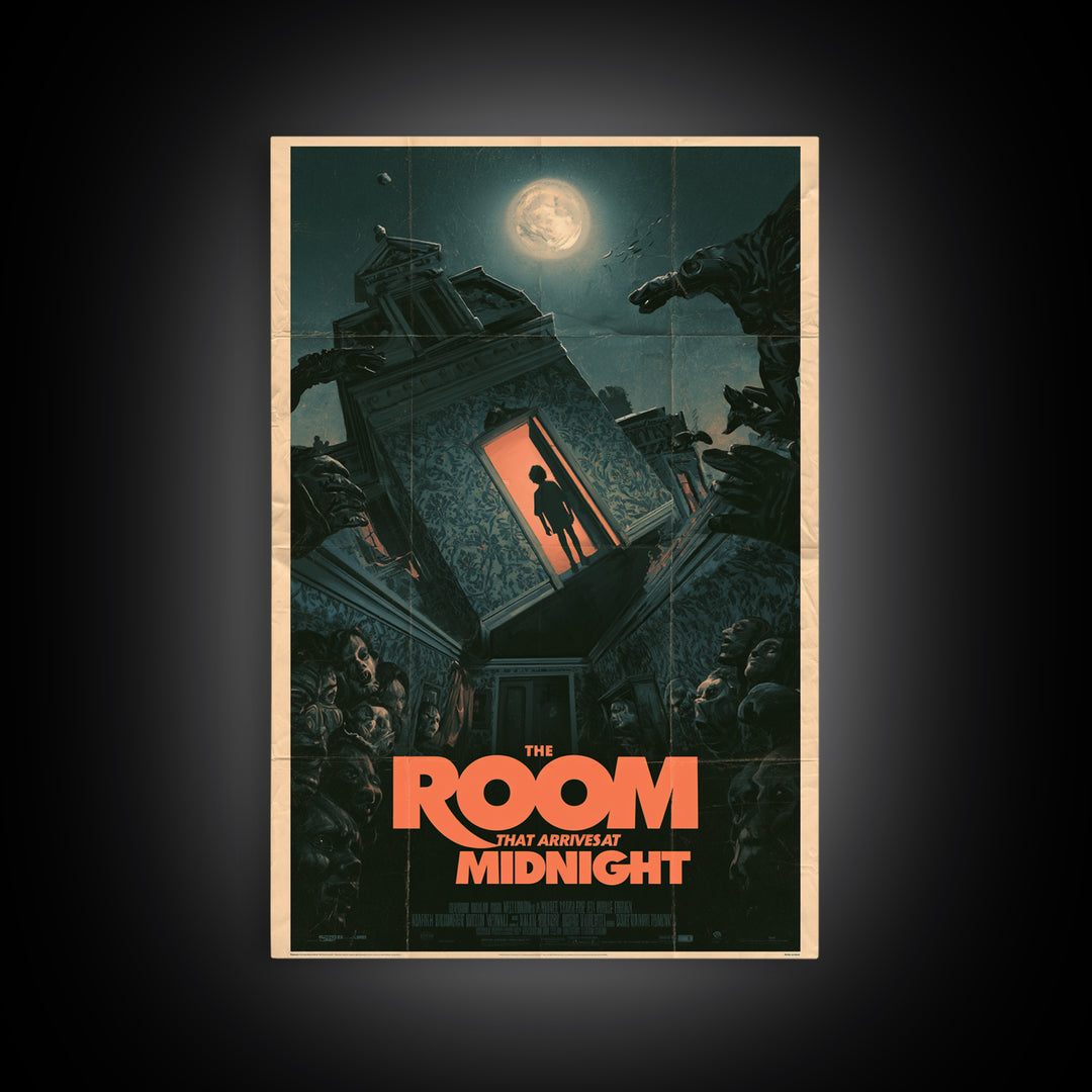 The Room That Arrives At Midnight, English Language Horror Movie Poster, Giallo Horror Art, Retro Horror Movie Art, Canvas Print