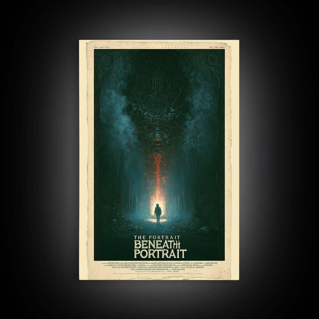 The Portrait Beneath The Portrait, English Language Horror Movie Poster, Stained Glass Gothic Art, Cult Horror Poster, Canvas Print
