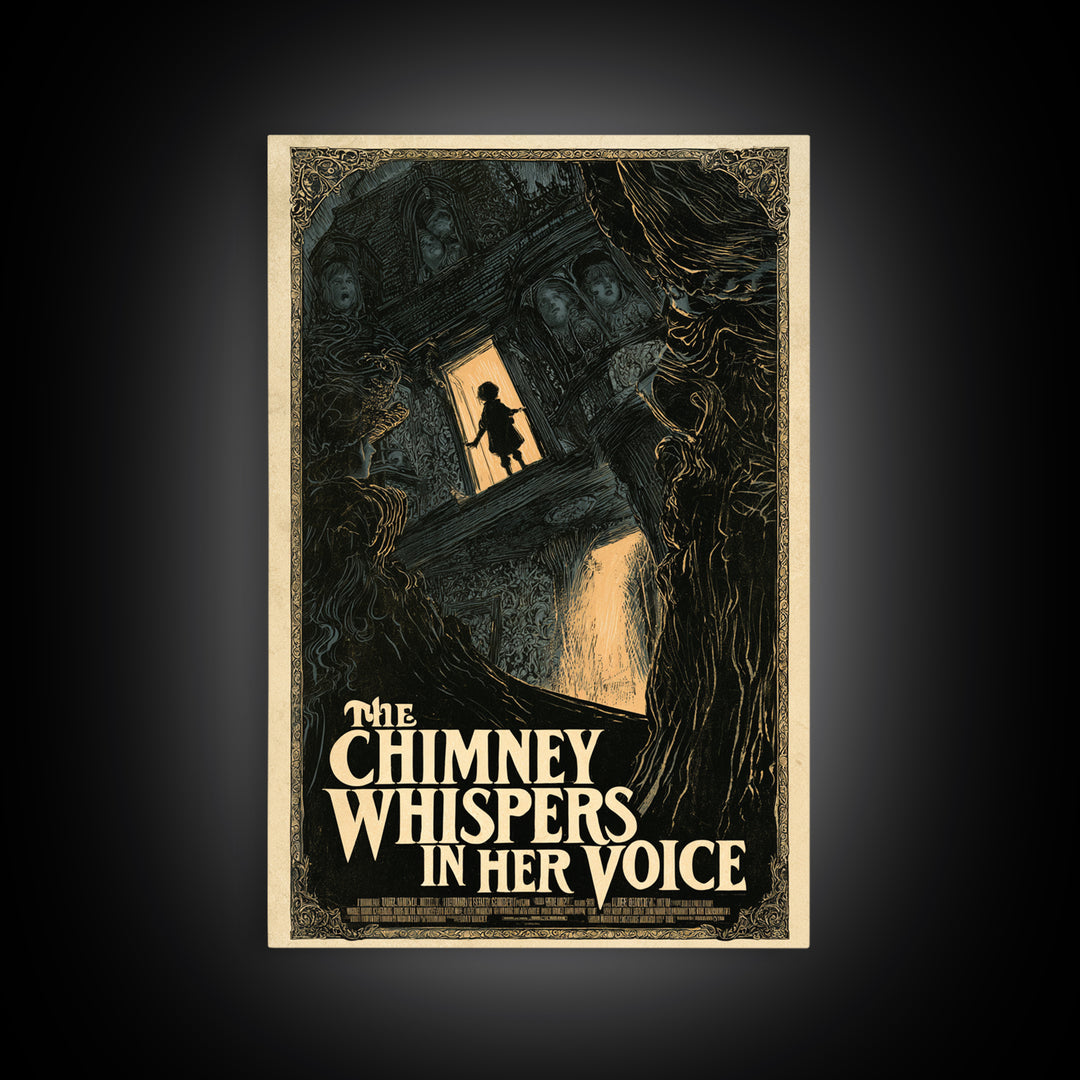 The Chimney Whispers In Her Voice, English Language Horror Movie Poster, Decadent Line Art, Gothic Cinema Wall Art, Canvas Print