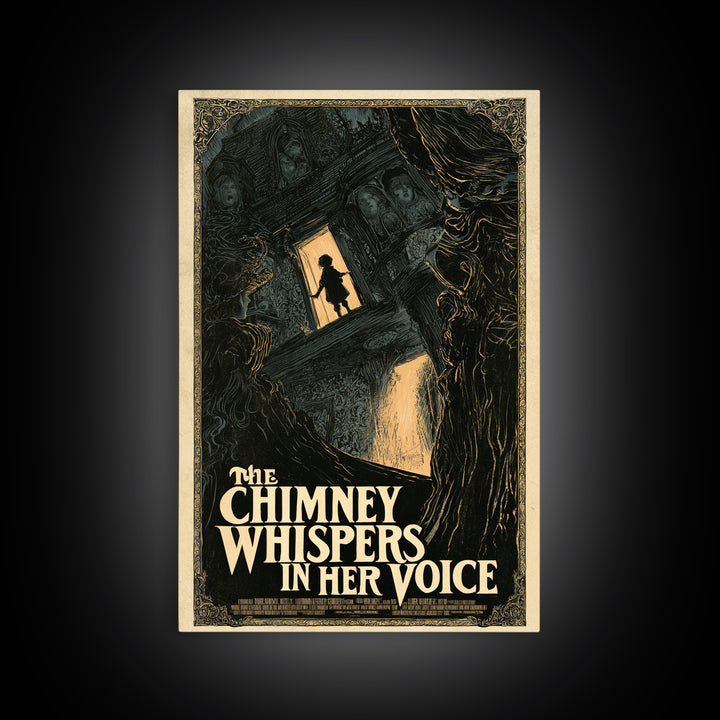 The Chimney Whispers In Her Voice, English Language Horror Movie Poster, Decadent Line Art, Gothic Cinema Wall Art, Canvas Print