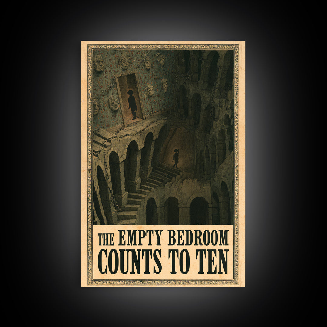 The Empty Bedroom Counts To Ten, English Language Horror Movie Poster, Architectural Etching Art, Gothic Cinema Wall Art