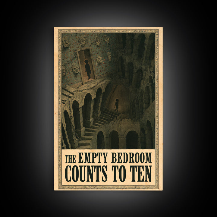The Empty Bedroom Counts To Ten, English Language Horror Movie Poster, Architectural Etching Art, Gothic Cinema Wall Art