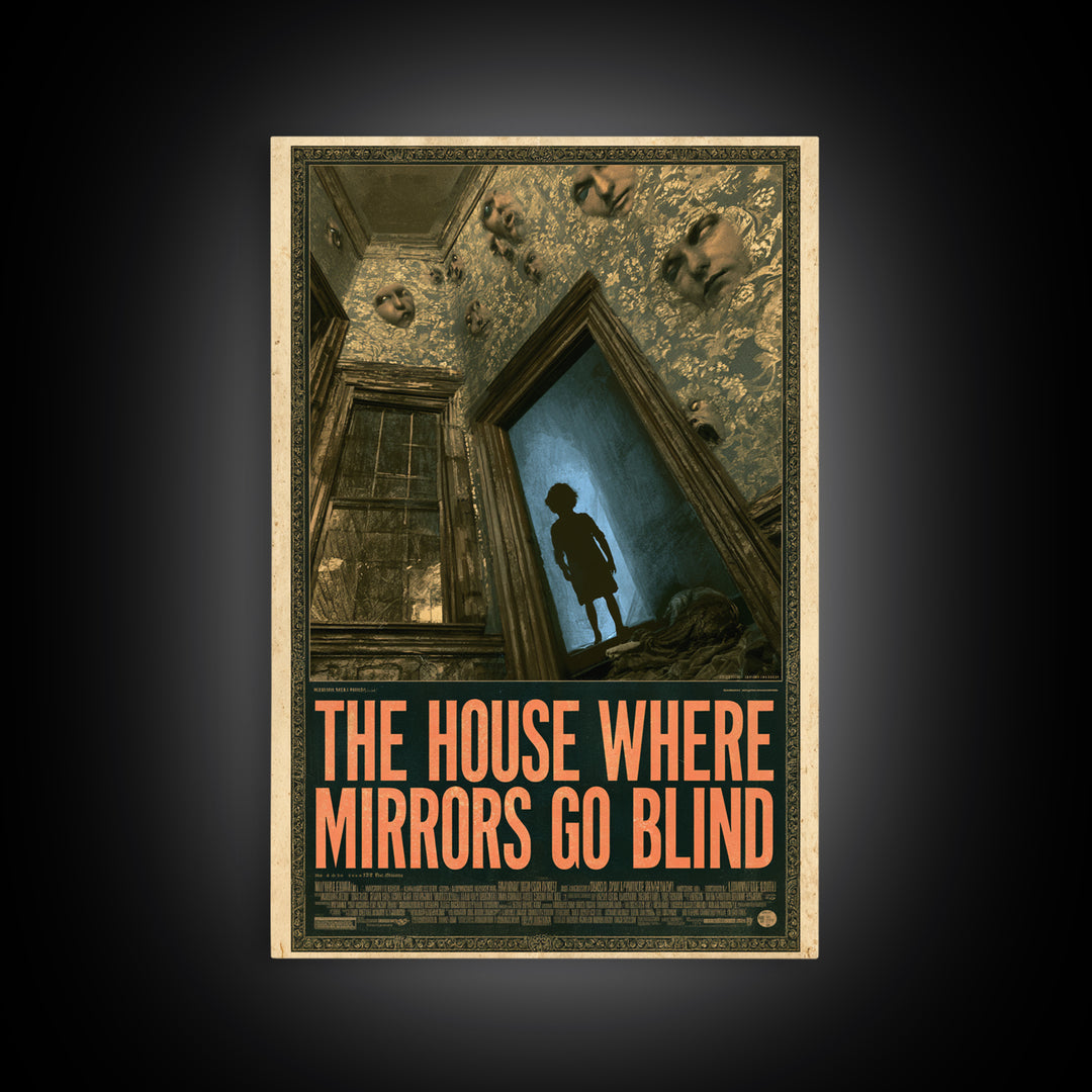 The House Where Mirrors Go Blind, English Language Horror Movie Poster, Gothic Nightmare Art, Gothic Cinema Wall Art, Horror Wall Decor