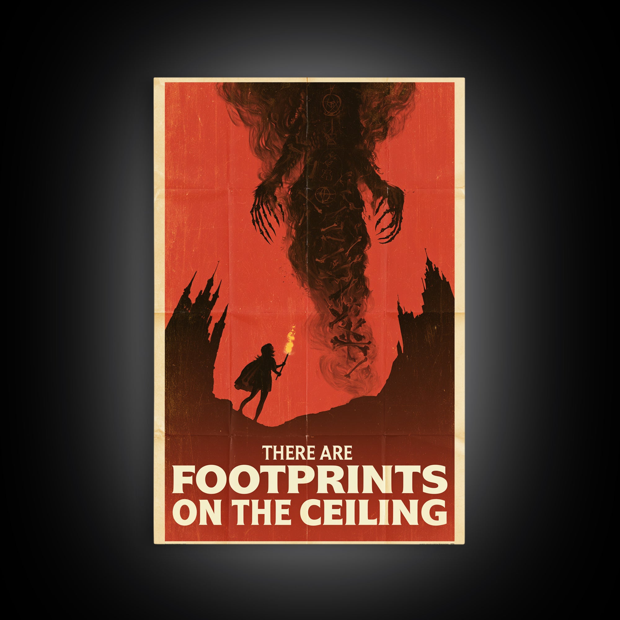There Are Footprints On The Ceiling, English Language Horror Movie Poster, 1960s Horror Art, Cult Horror Poster, Framed Canvas Print