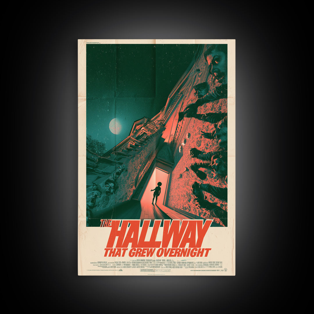 The Hallway That Grew Overnight, English Language Horror Movie Poster, Giallo Horror Art, Cult Horror Poster, Framed Canvas Print