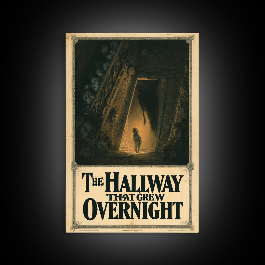 The Hallway That Grew Overnight, English Language Horror Movie Poster, Gothic Nightmare Art, Gothic Cinema Wall Art, Canvas Print